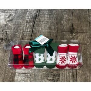 Hudson Baby 3 Pack Christmas Holiday Socks Buffalo Plaid Snowflake 0-9M NEW